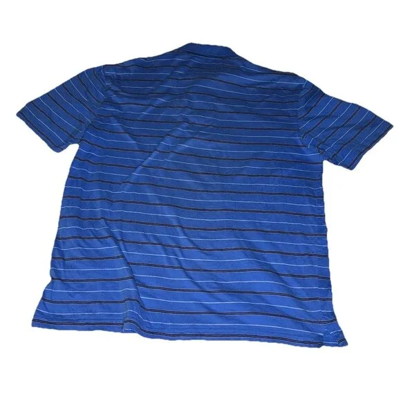 Greg Norman Collection Men’s Large Blue Striped Cotton Golf Polo Shirt - Picture 2 of 6